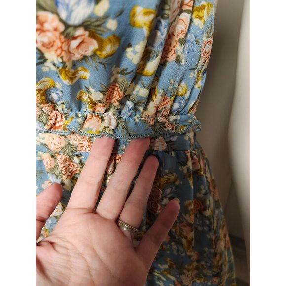 Floral Print Tied Backless Ruffle Hem Dress Cottagecore Coquette Fairycore - Picture 6 of 10